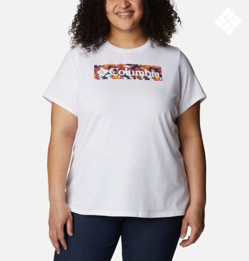 Women's Columbia Sun Trek Graphic T Shirts White | Plus Size CA-O86L5